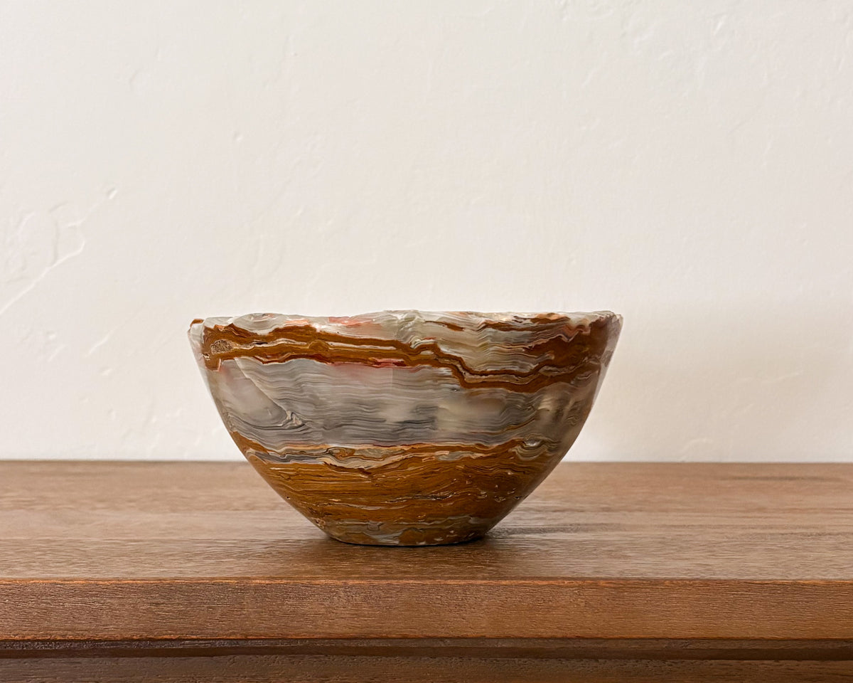 Hand-carved natural grey onyx bowl for luxury modern home décor