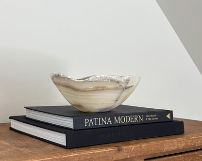 Hand-carved natural grey onyx bowl for luxury modern home décor