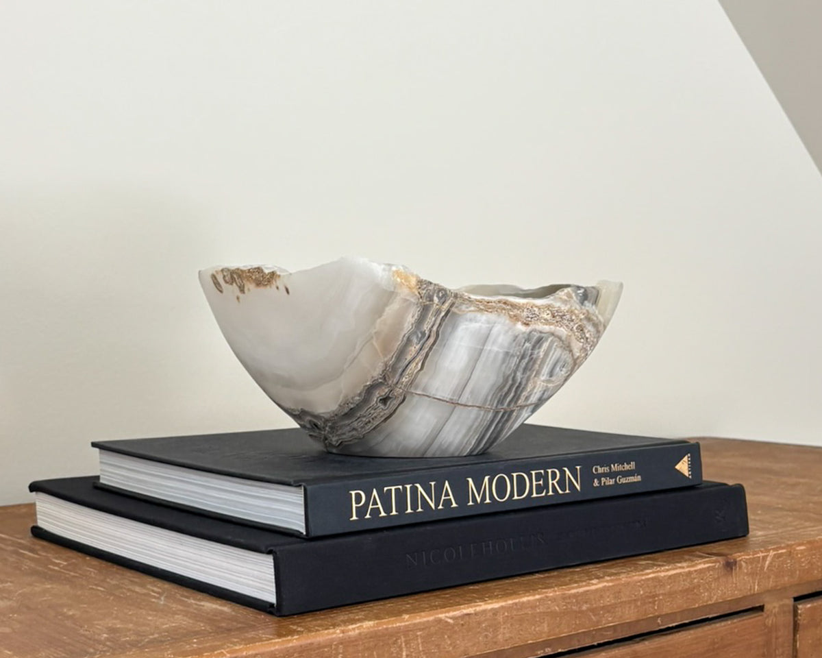 Hand Carved Grey Onyx Bowl