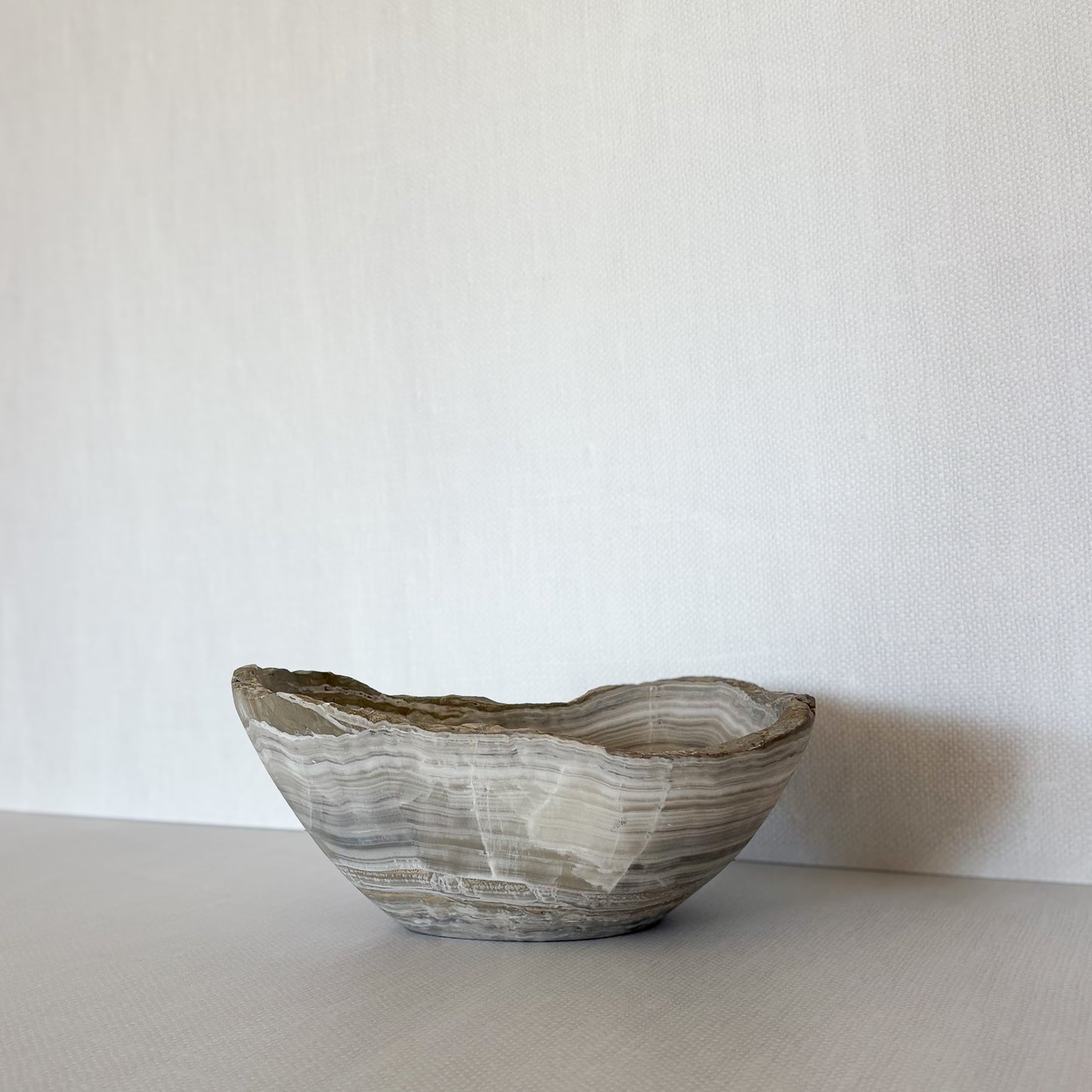 Natural stone grey onyx bowl with smooth polished surface