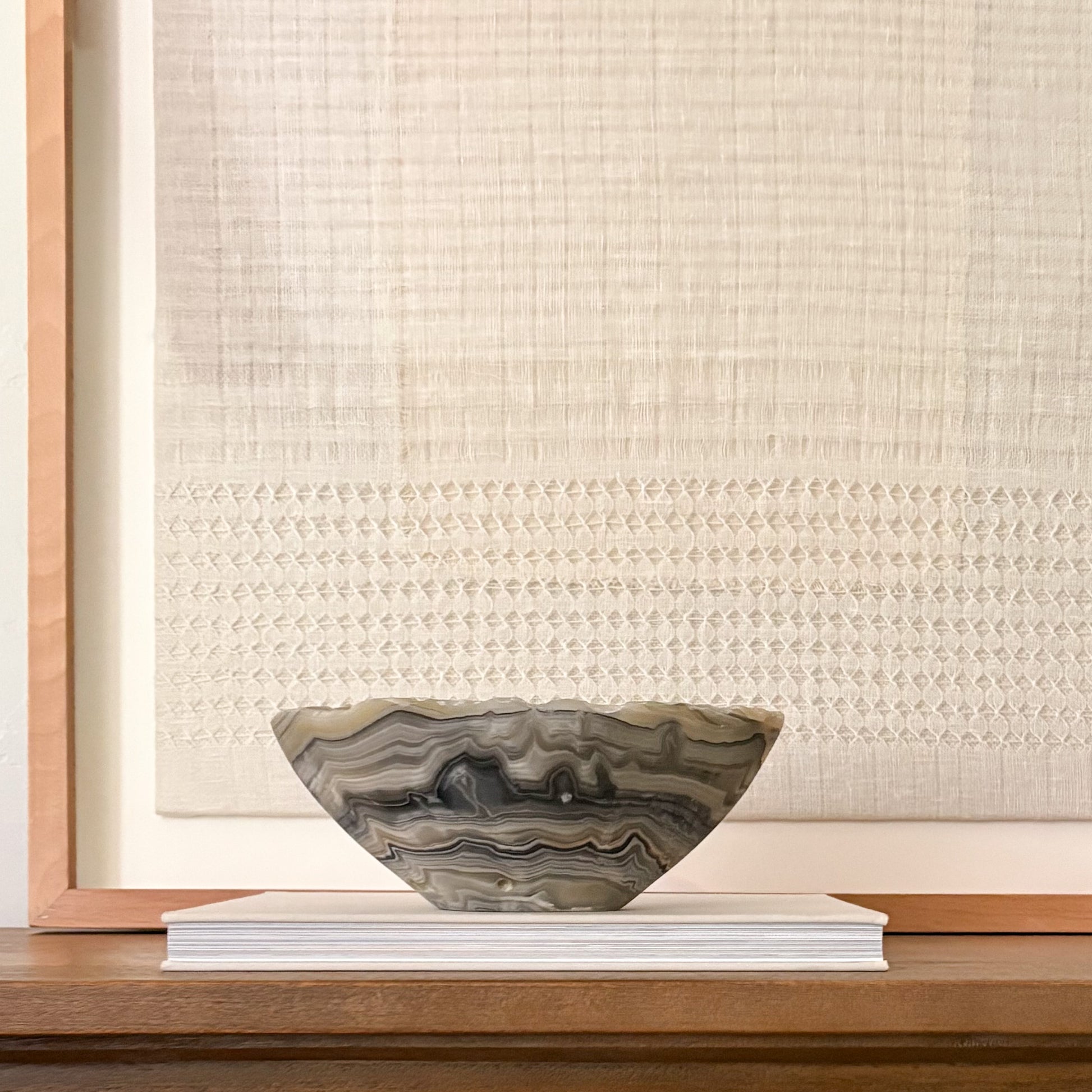 Handcrafted grey onyx serving bowl with unique patterns