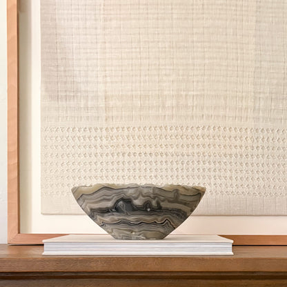 Handcrafted grey onyx serving bowl with unique patterns