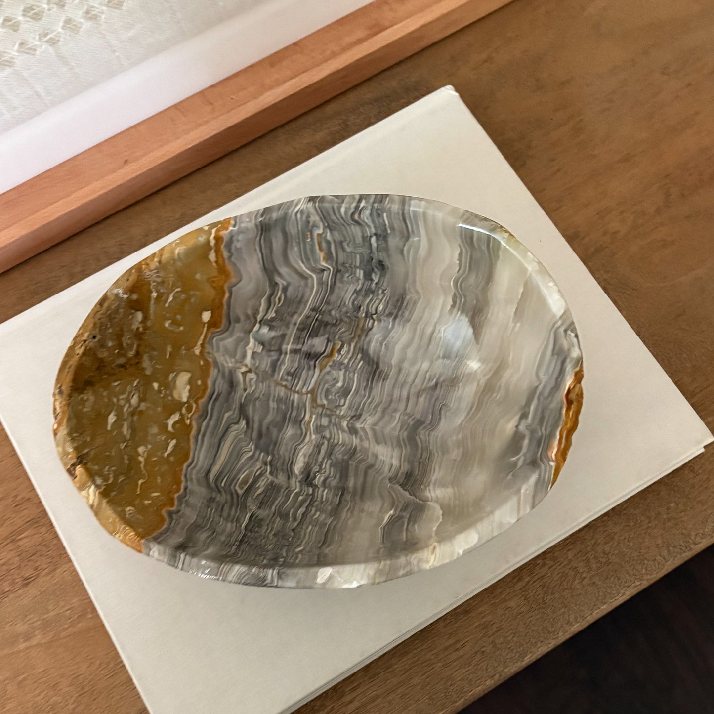 Luxury grey onyx decorative bowl handcrafted from natural stone