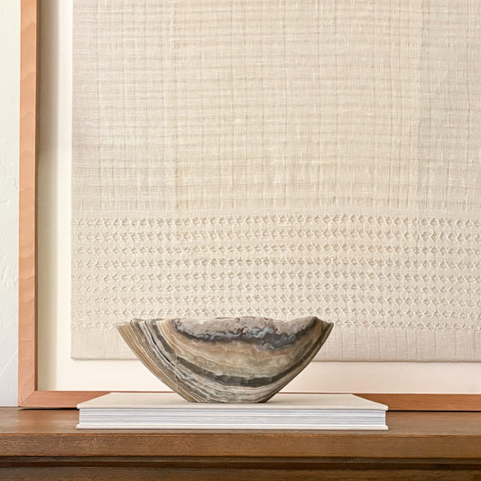 Luxury grey onyx decorative bowl handcrafted from natural stone