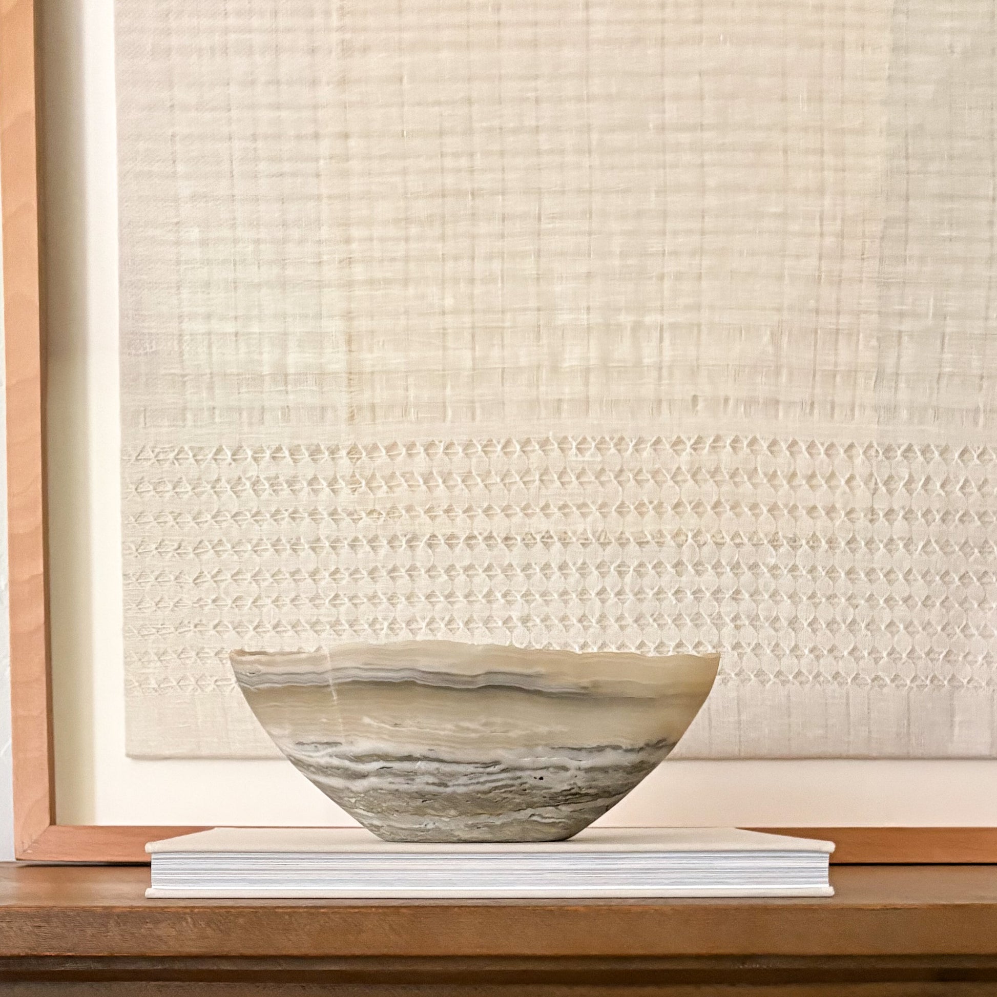 Decorative grey onyx bowl for coffee table styling