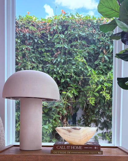 Hand-carved grey onyx catchall bowl for coffee table styling