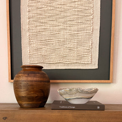 Artisan-crafted grey onyx bowl featuring unique marble-like patterns
