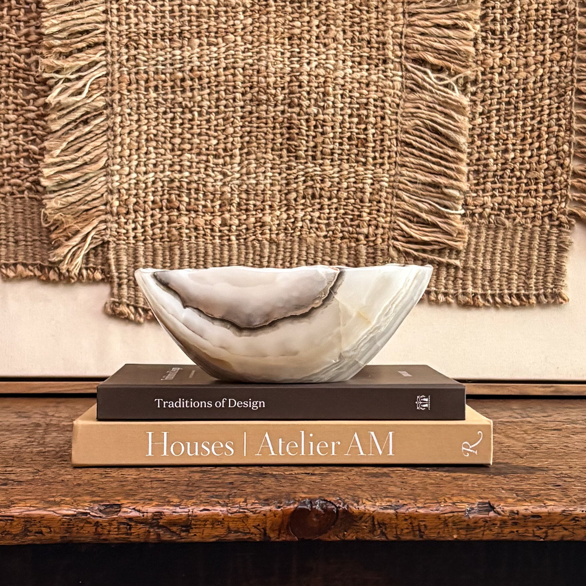 Luxury grey onyx decorative bowl handmade from genuine onyx stone