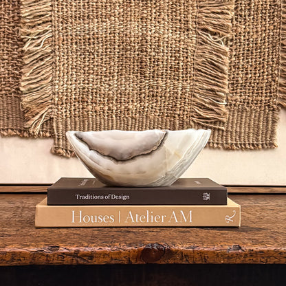 Luxury grey onyx decorative bowl handmade from genuine onyx stone