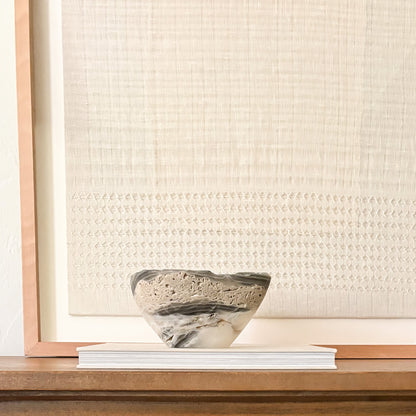 Modern organic grey onyx bowl hand carved from one-of-a-kind natural stone.