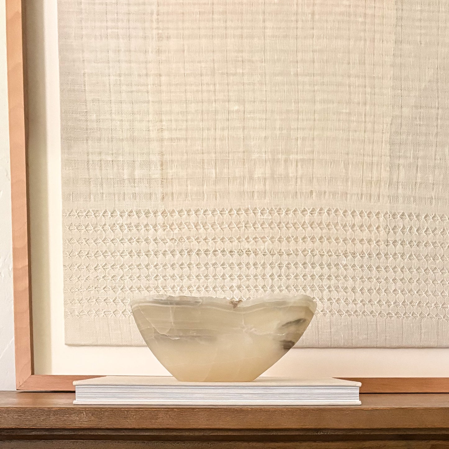 Artisan-crafted grey onyx decorative bowl made from genuine natural stone.