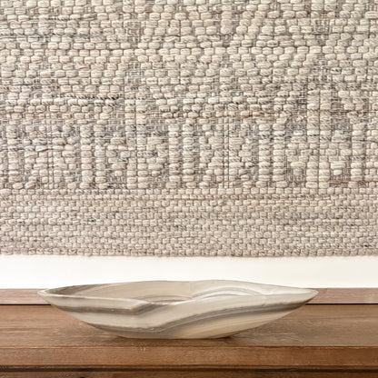 One-of-a-kind large grey onyx decorative bowl handcrafted from natural stone