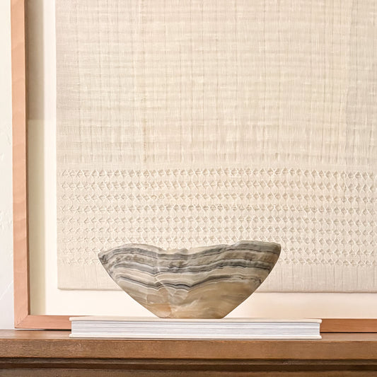 Hand-carved grey onyx bowl crafted from natural stone for luxury home décor