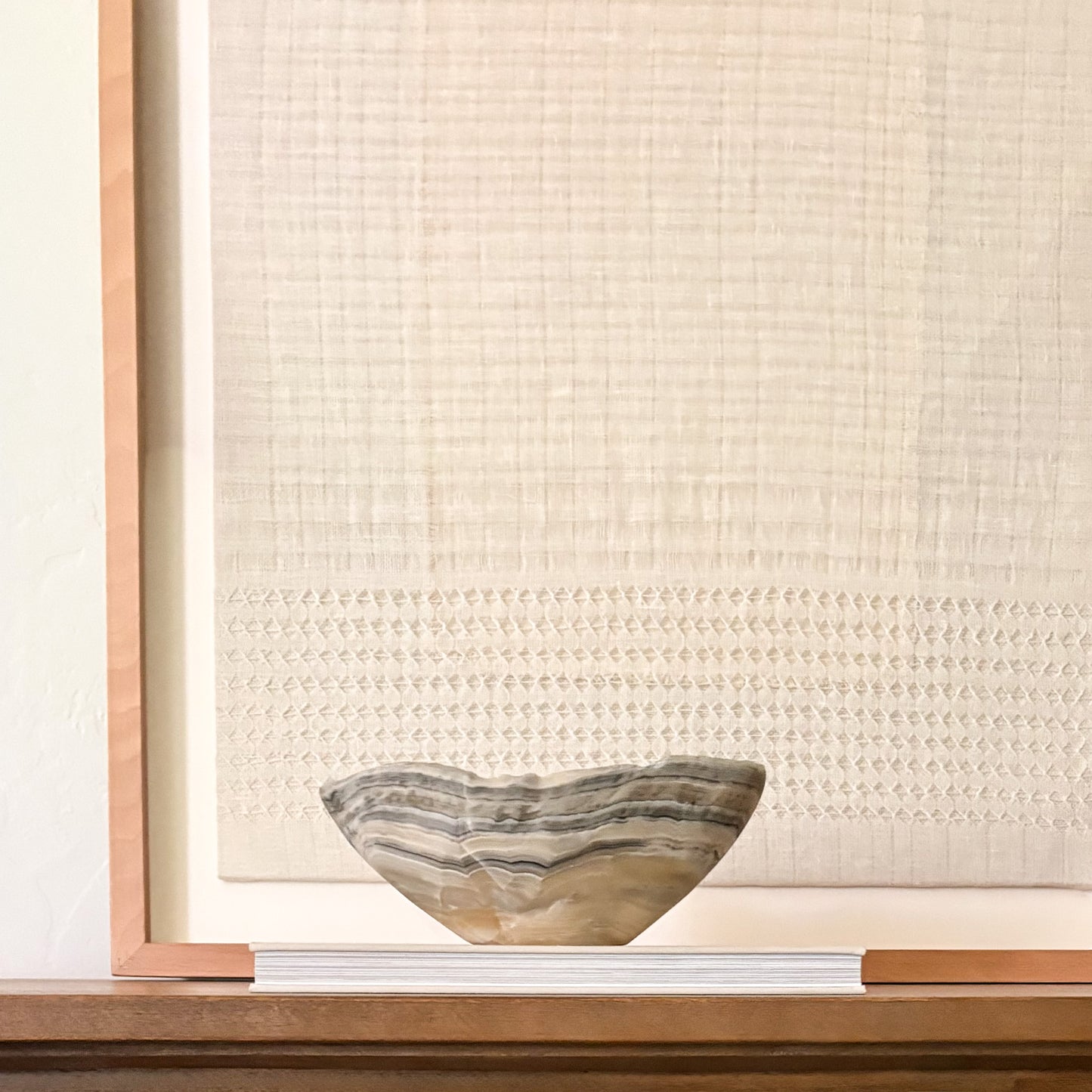 Modern organic grey onyx bowl hand carved from one-of-a-kind natural stone.
