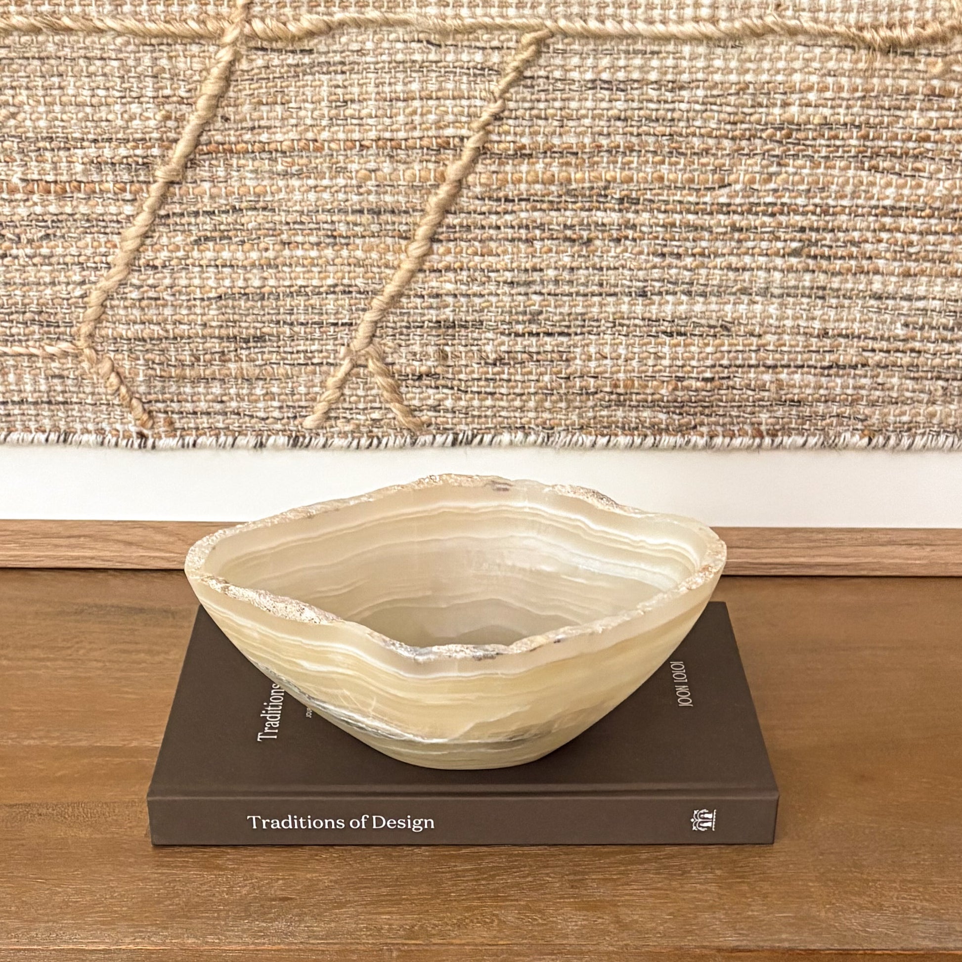 Luxury hand-carved grey onyx bowl with unique natural veining and organic texture