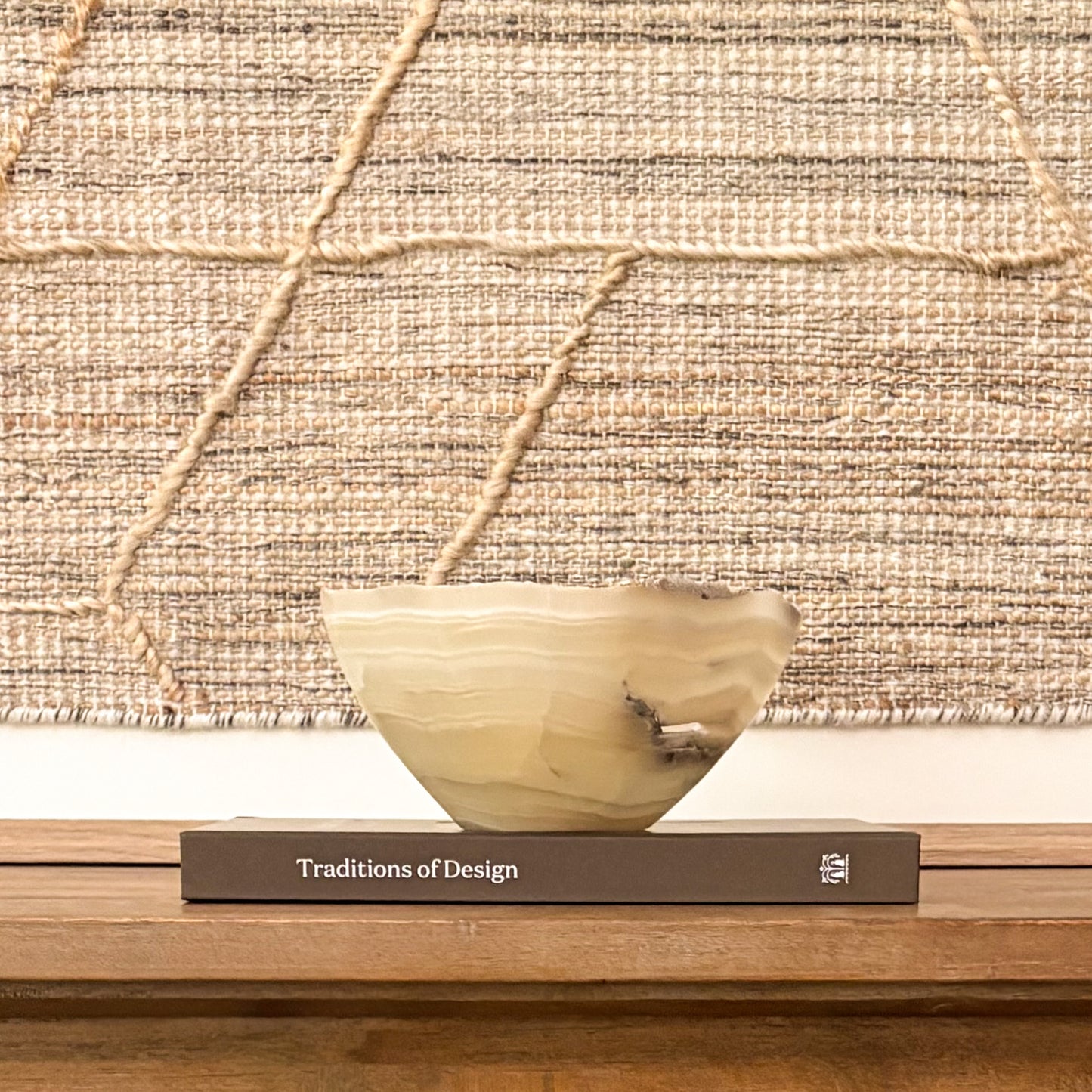 Natural grey onyx bowl hand carved from genuine stone for elegant interior styling