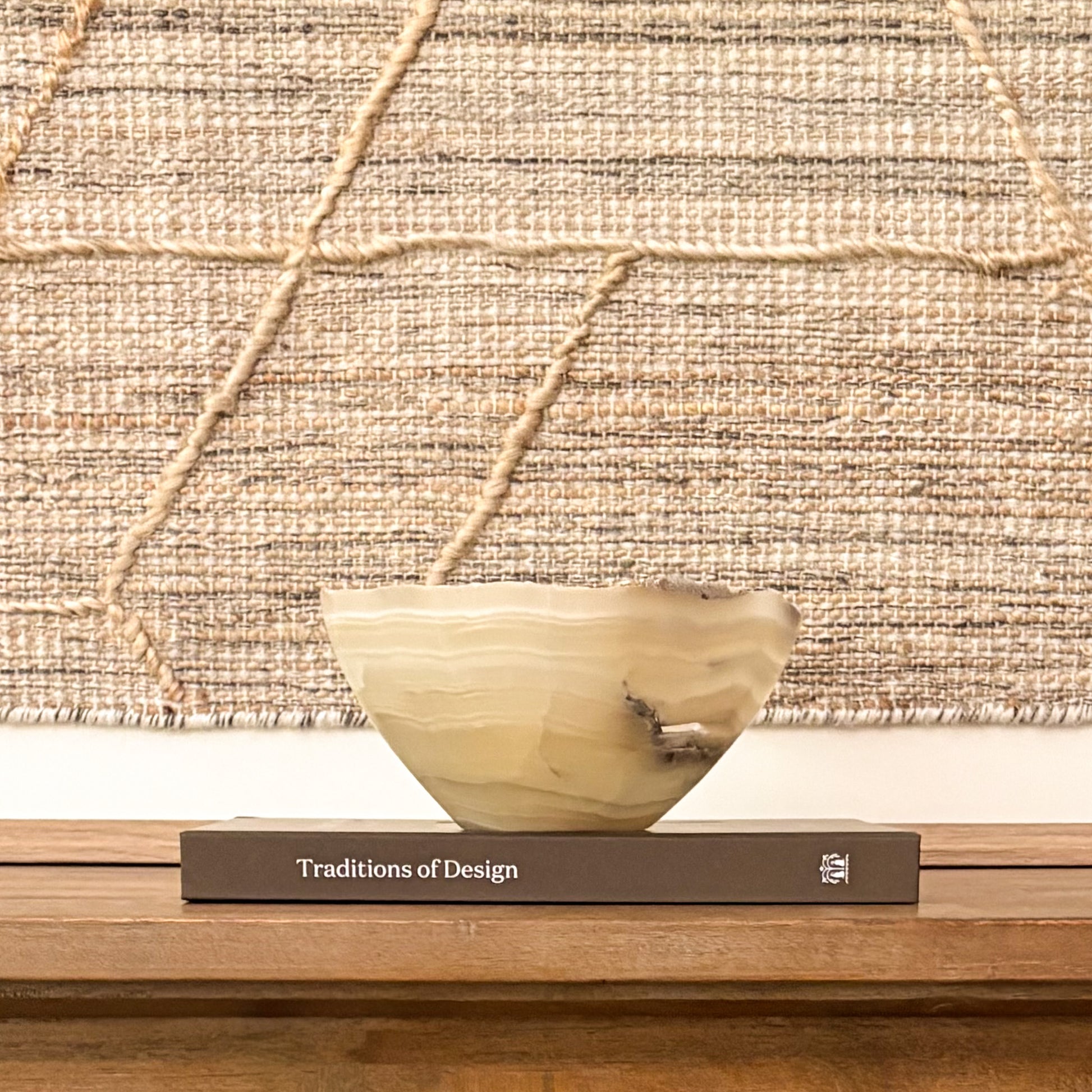 Natural grey onyx bowl hand carved from genuine stone for elegant interior styling