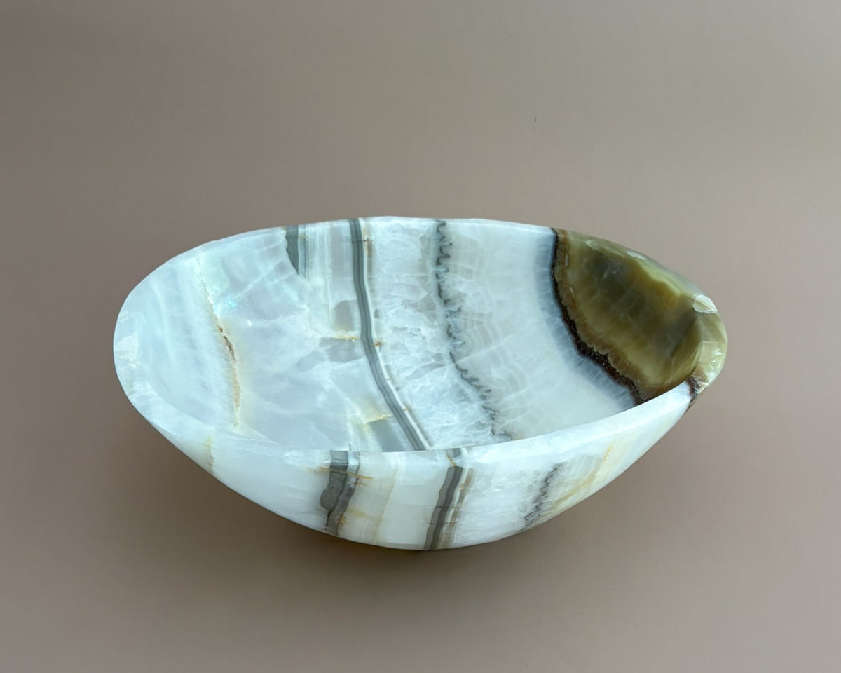 Hand Carved Olive Onyx Bowl
