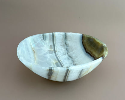 Hand Carved Olive Onyx Bowl