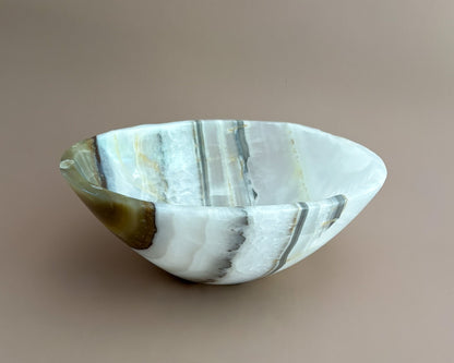Hand Carved Olive Onyx Bowl