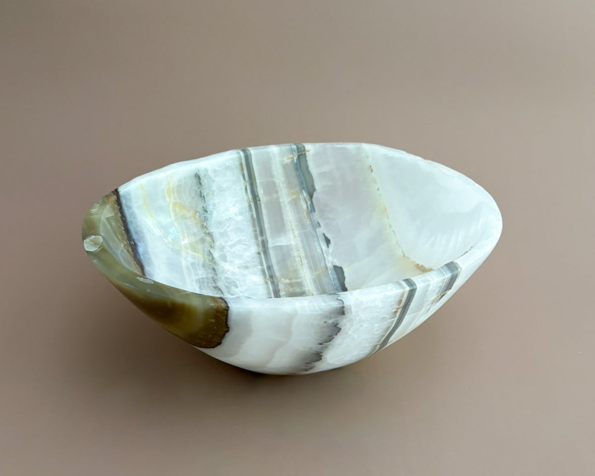 Hand Carved Olive Onyx Bowl