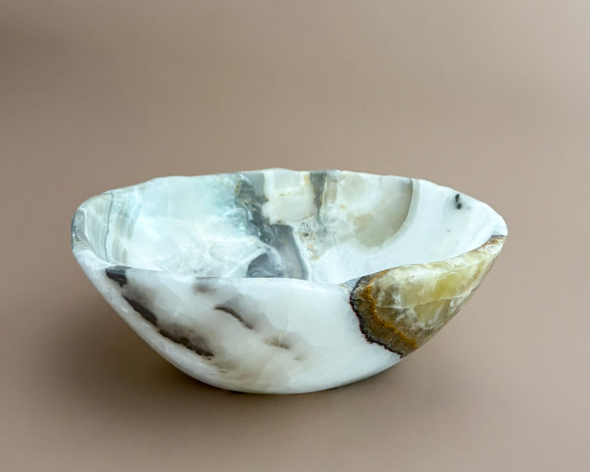 Hand Carved Olive Onyx Bowl