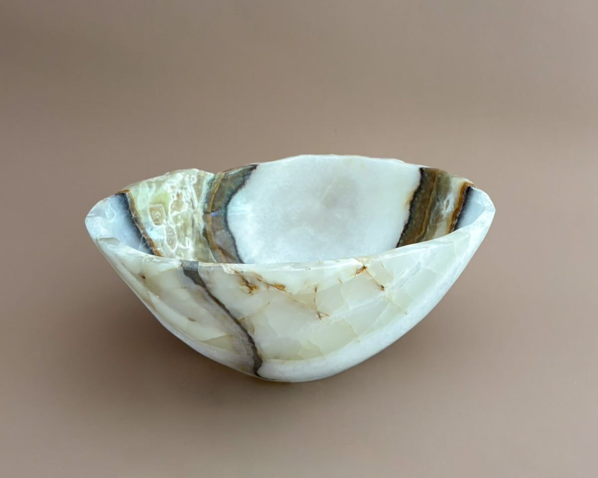 Hand Carved Olive Onyx Bowl