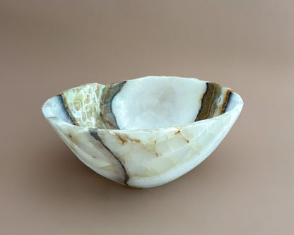 Hand Carved Olive Onyx Bowl