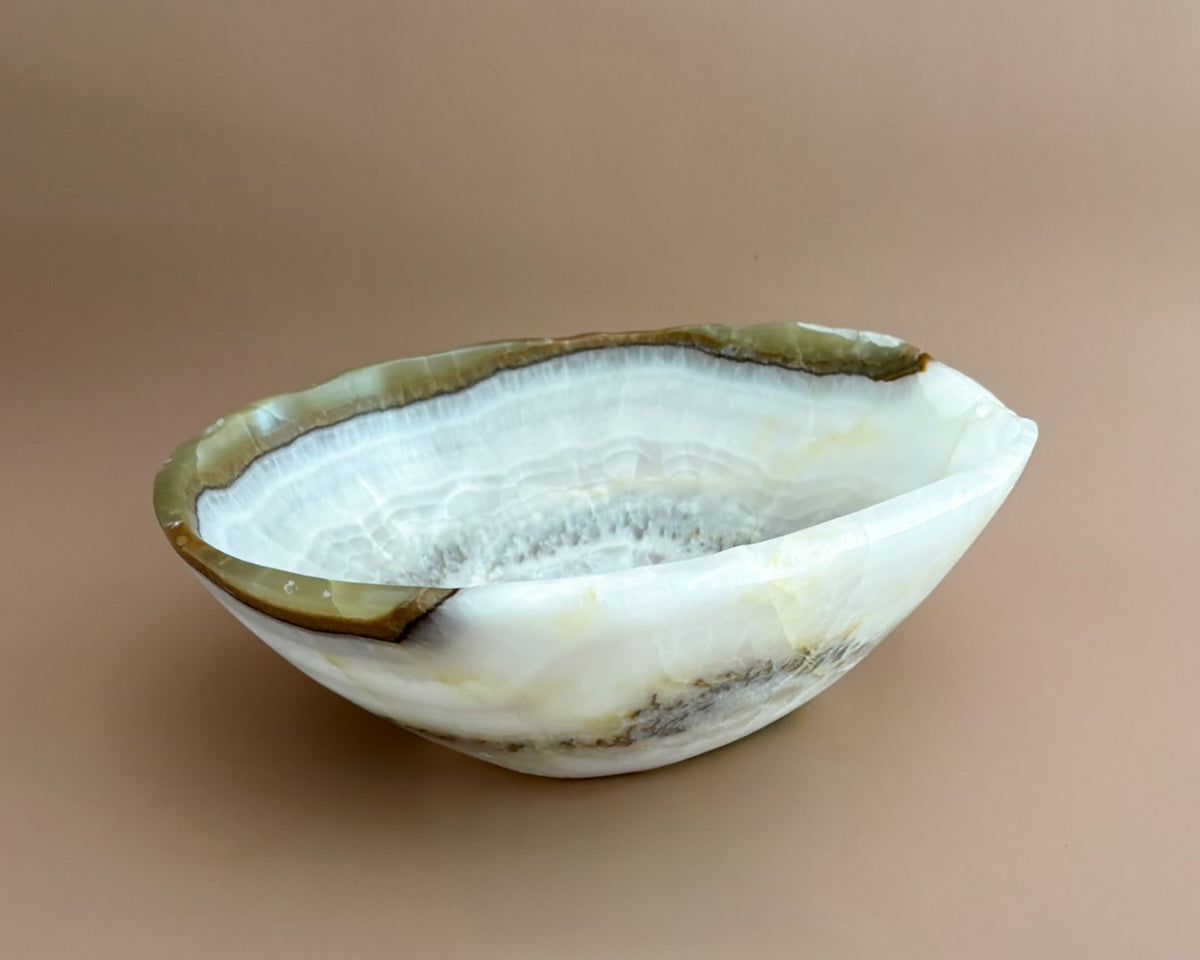 Hand Carved Olive Onyx Bowl