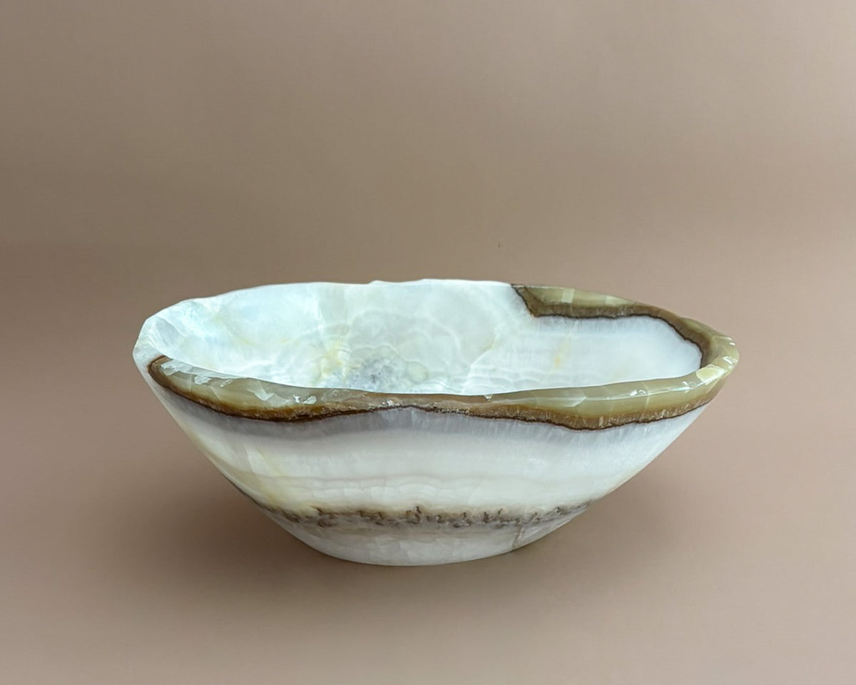 Hand Carved Olive Onyx Bowl