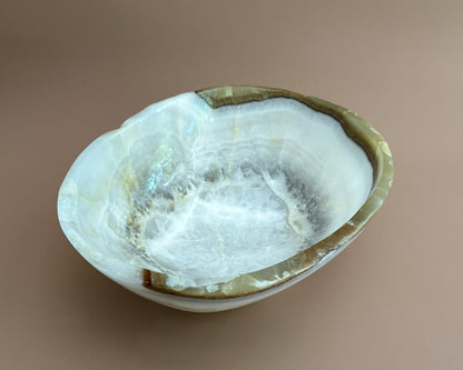Hand Carved Olive Onyx Bowl