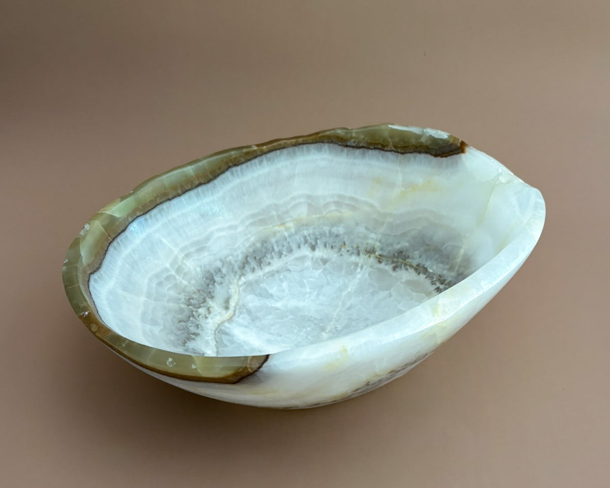Hand Carved Olive Onyx Bowl