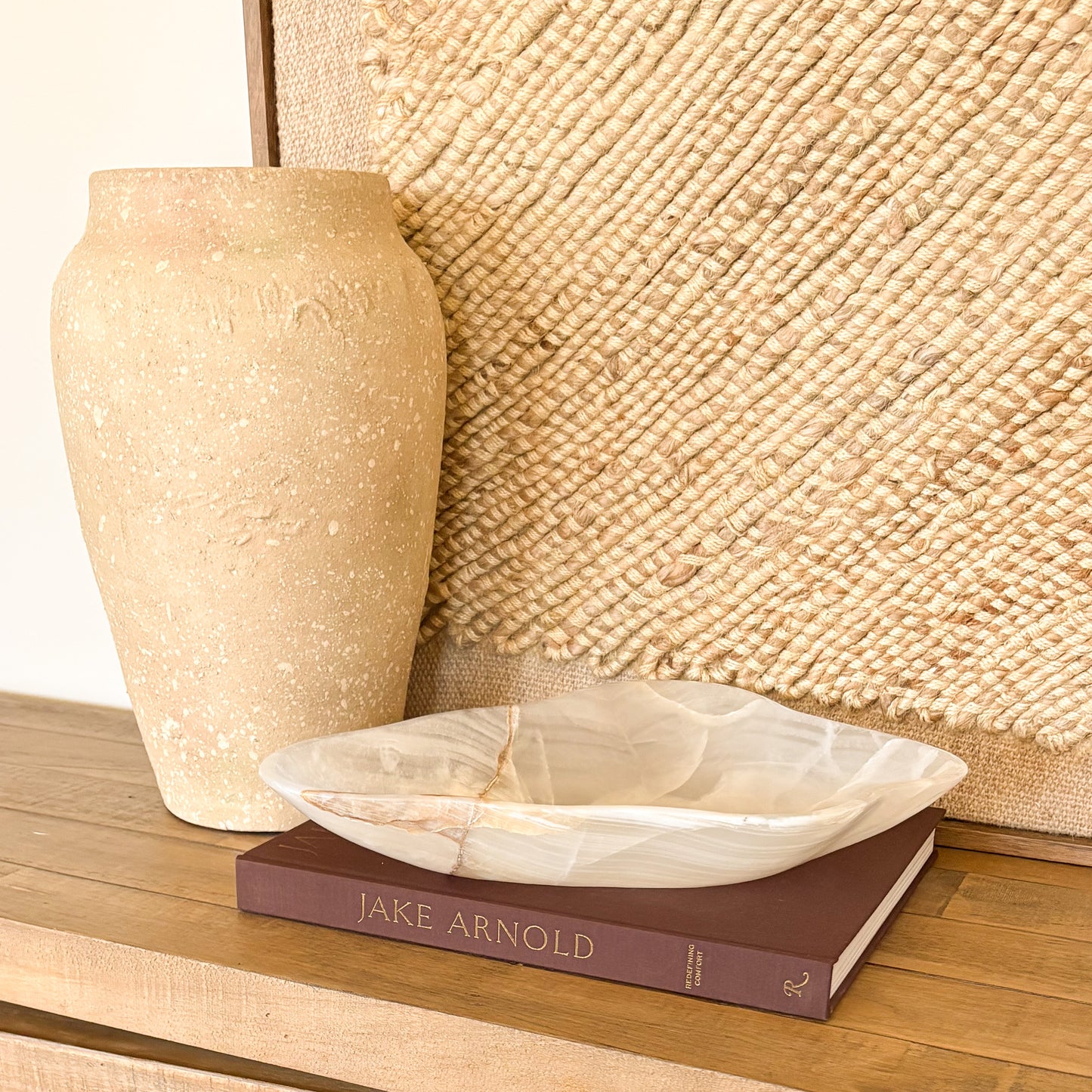 Artisan hand carved white and amber onyx bowl, premium stone decorative bowl