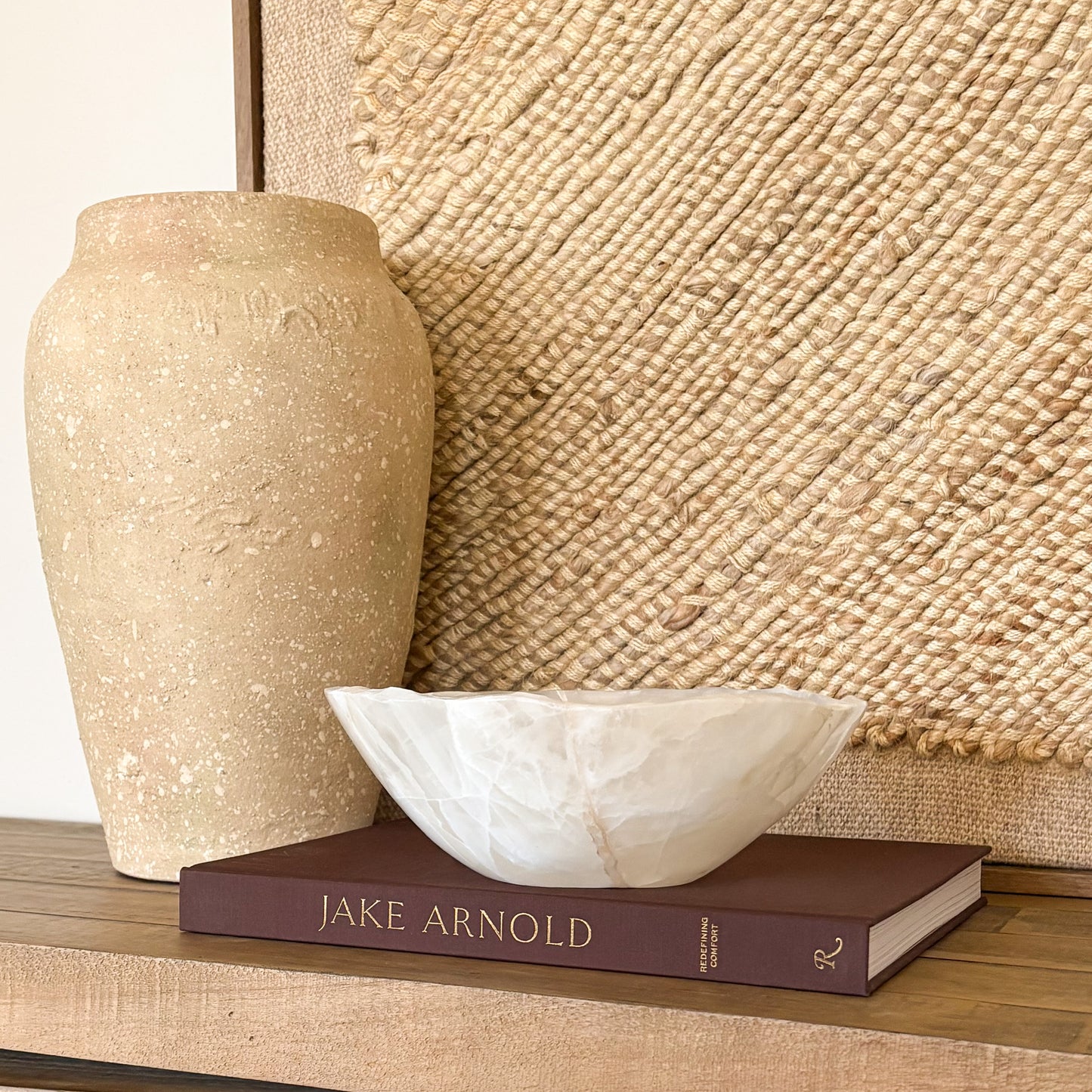 Hand carved white onyx bowl with natural stone veining
