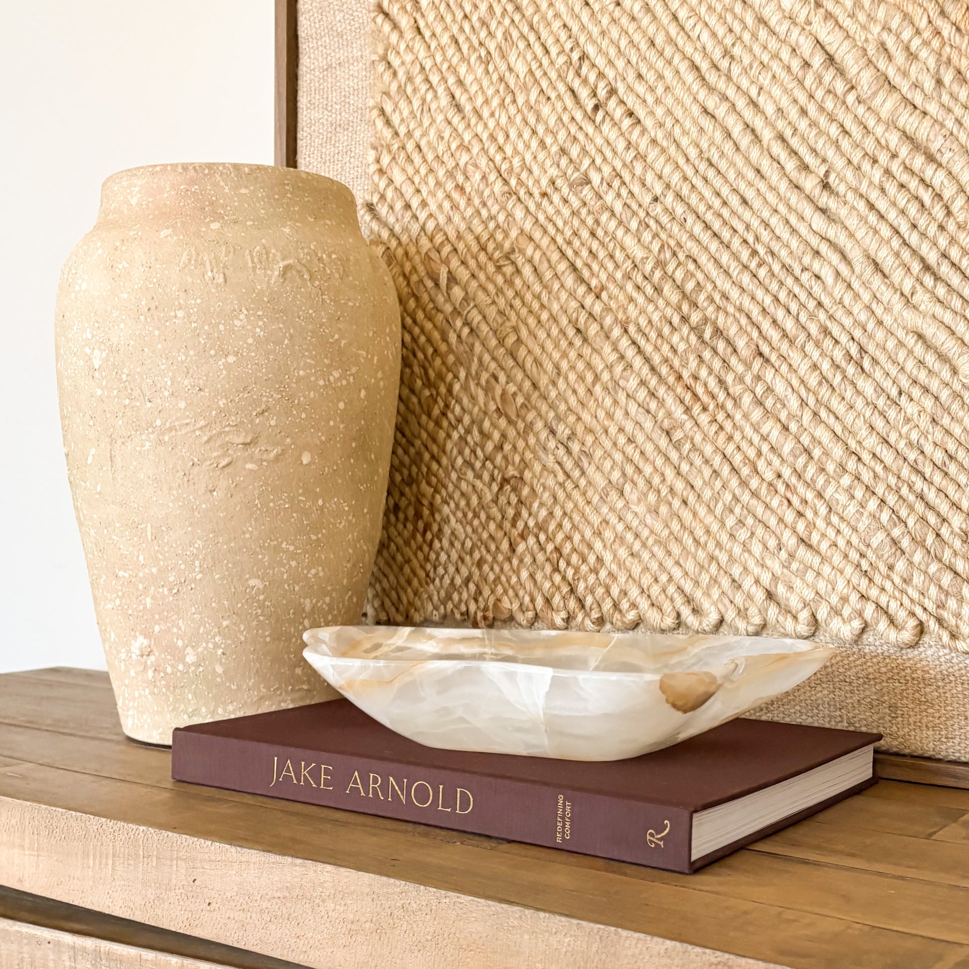 Artisan hand carved white and amber onyx bowl, premium stone decorative bowl