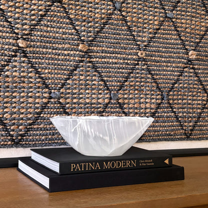 Decorative white onyx bowl for modern home decor and tabletop display