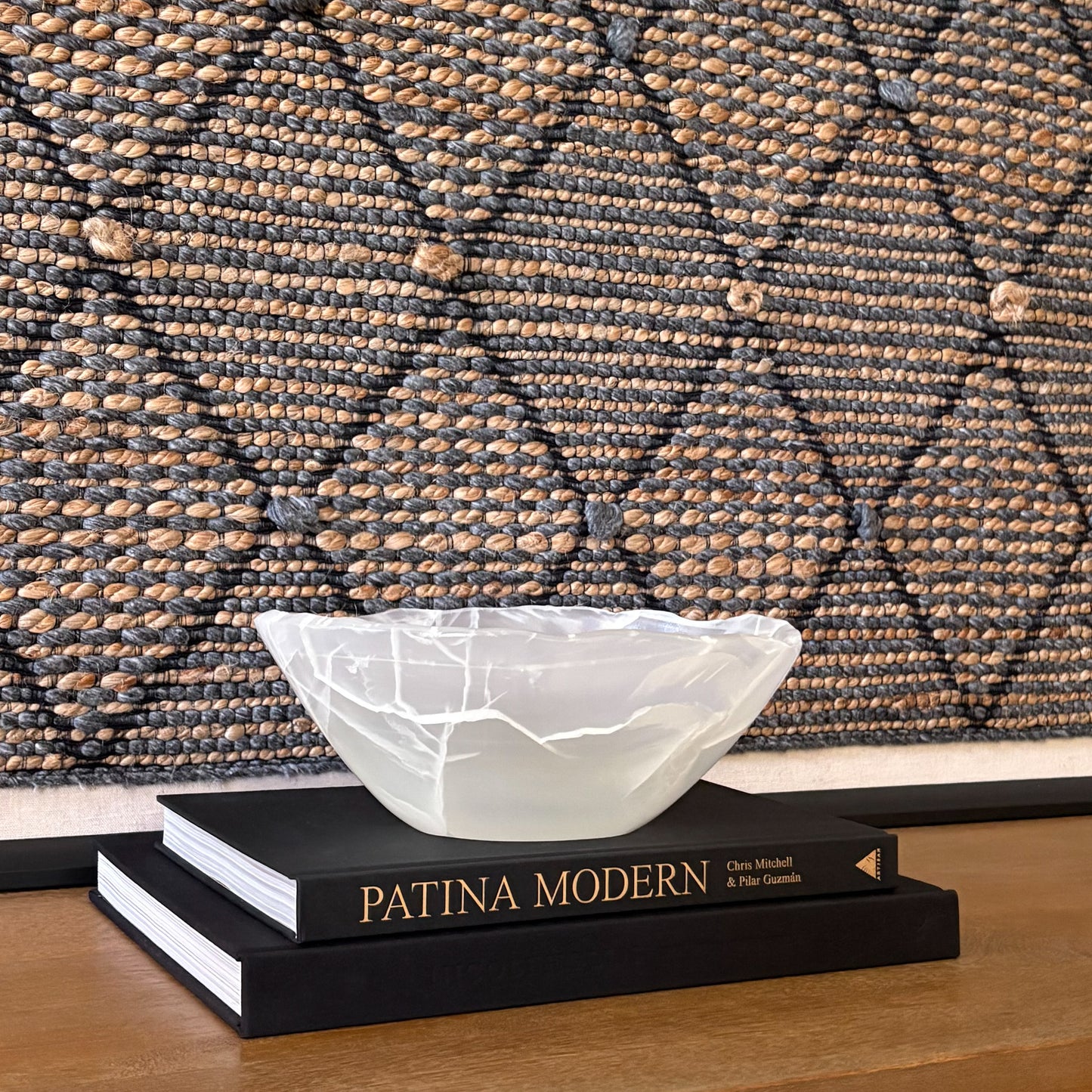 Elegant white onyx decorative bowl handcrafted from natural stone