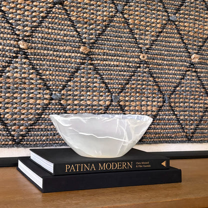 Handcrafted white onyx stone bowl for home decor and table display