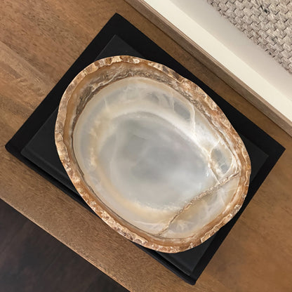 White Onyx Decorative Bowl for Entryway Table Styling