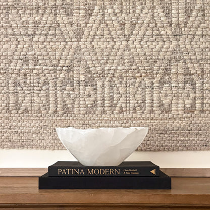 Artisan-crafted white onyx bowl made from genuine natural stone