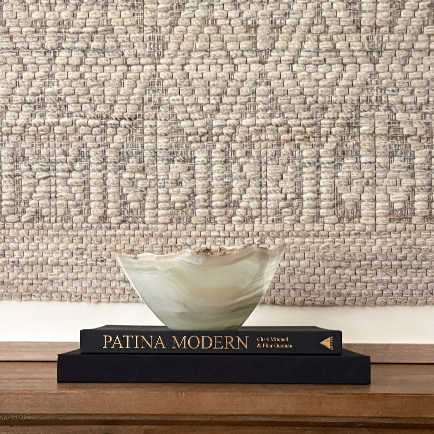 White onyx bowl handcrafted from genuine stone for modern home décor