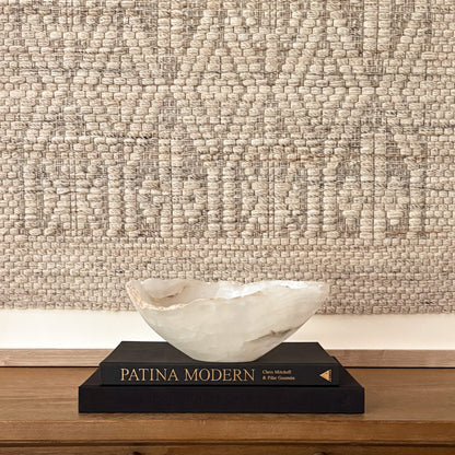 Elegant hand-carved white onyx bowl for home décor and tabletop styling