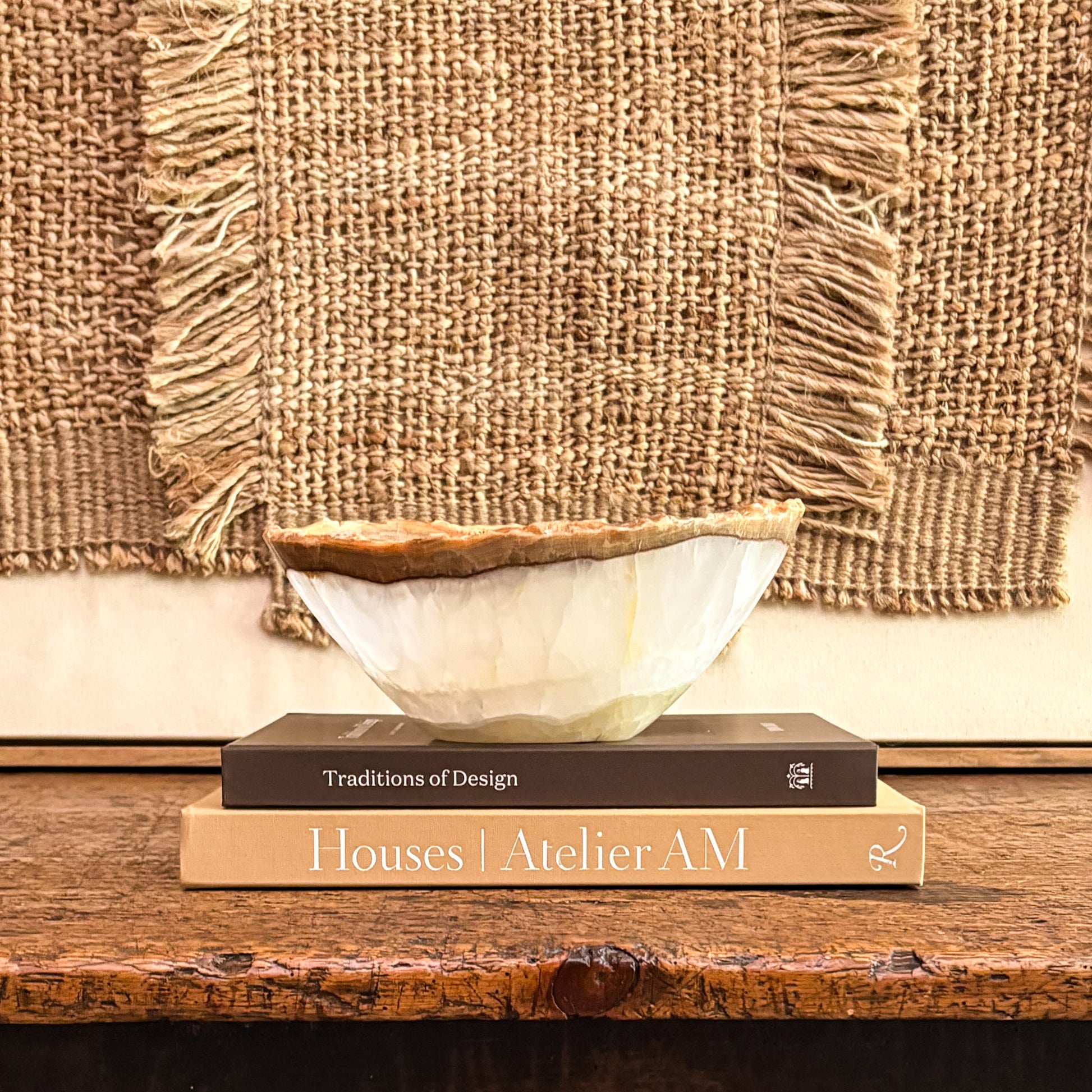 Luxury decorative bowl carved from natural white onyx stone