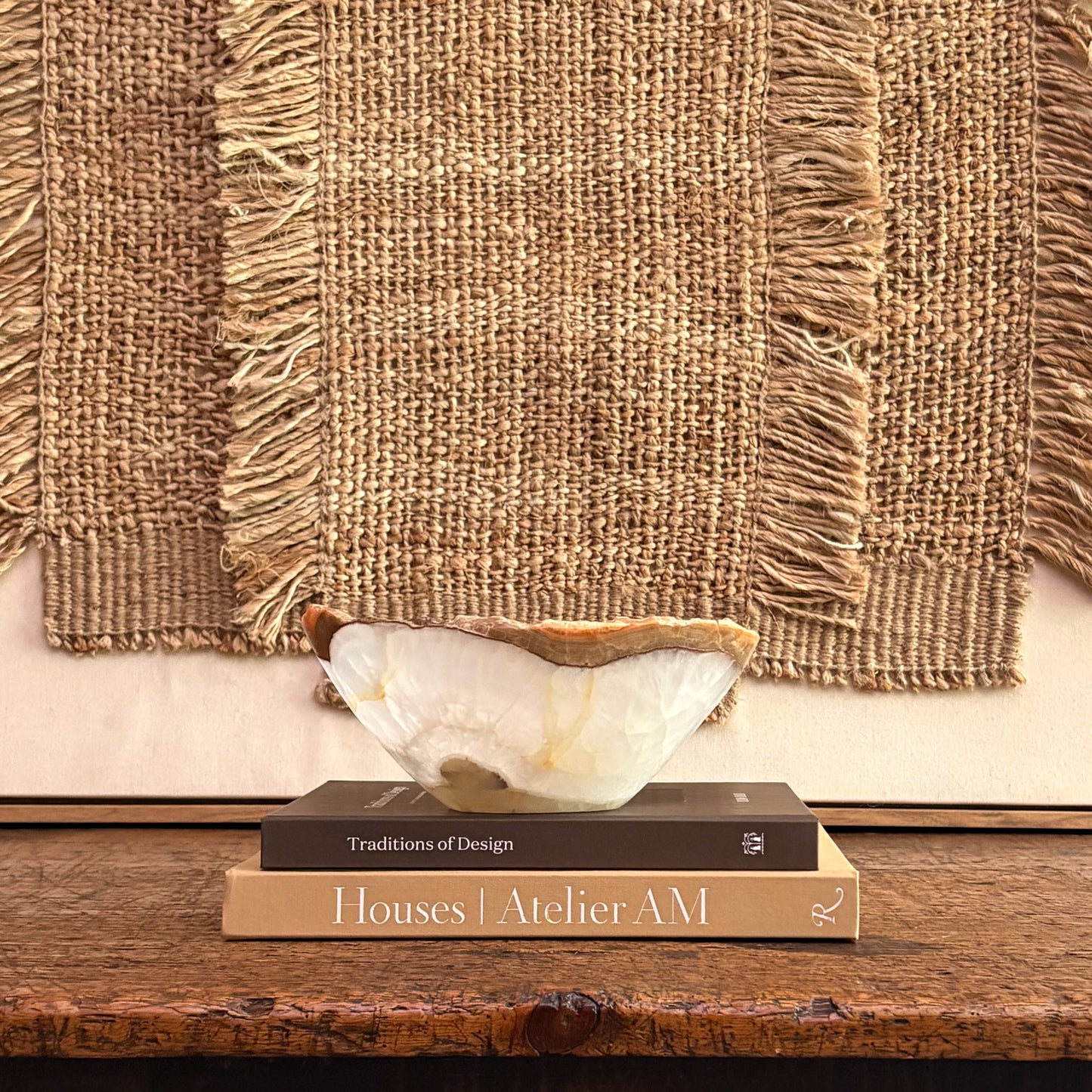 White onyx stone bowl adding a sophisticated touch to contemporary interiors