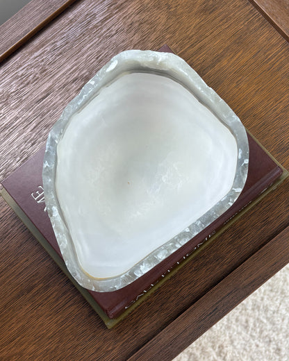Natural white onyx bowl with unique translucent veining