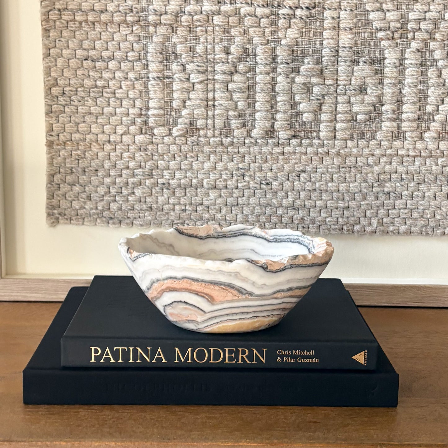 Hand Carved Zebra Calcite Bowl