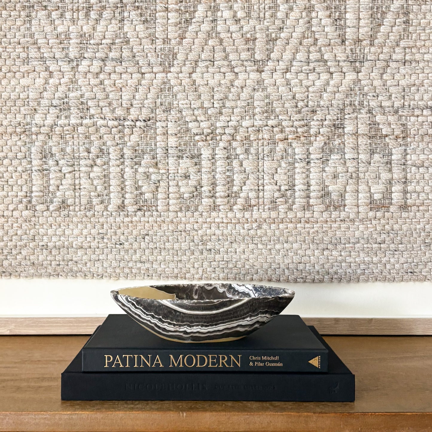 Small striped zebra onyx bowl with smooth polished finish