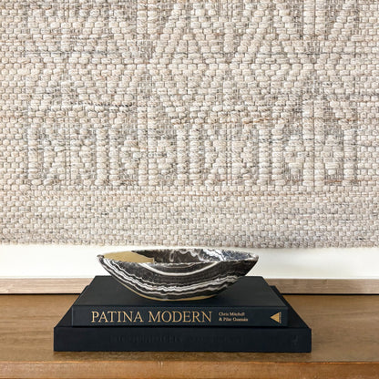 Small striped zebra onyx bowl with smooth polished finish