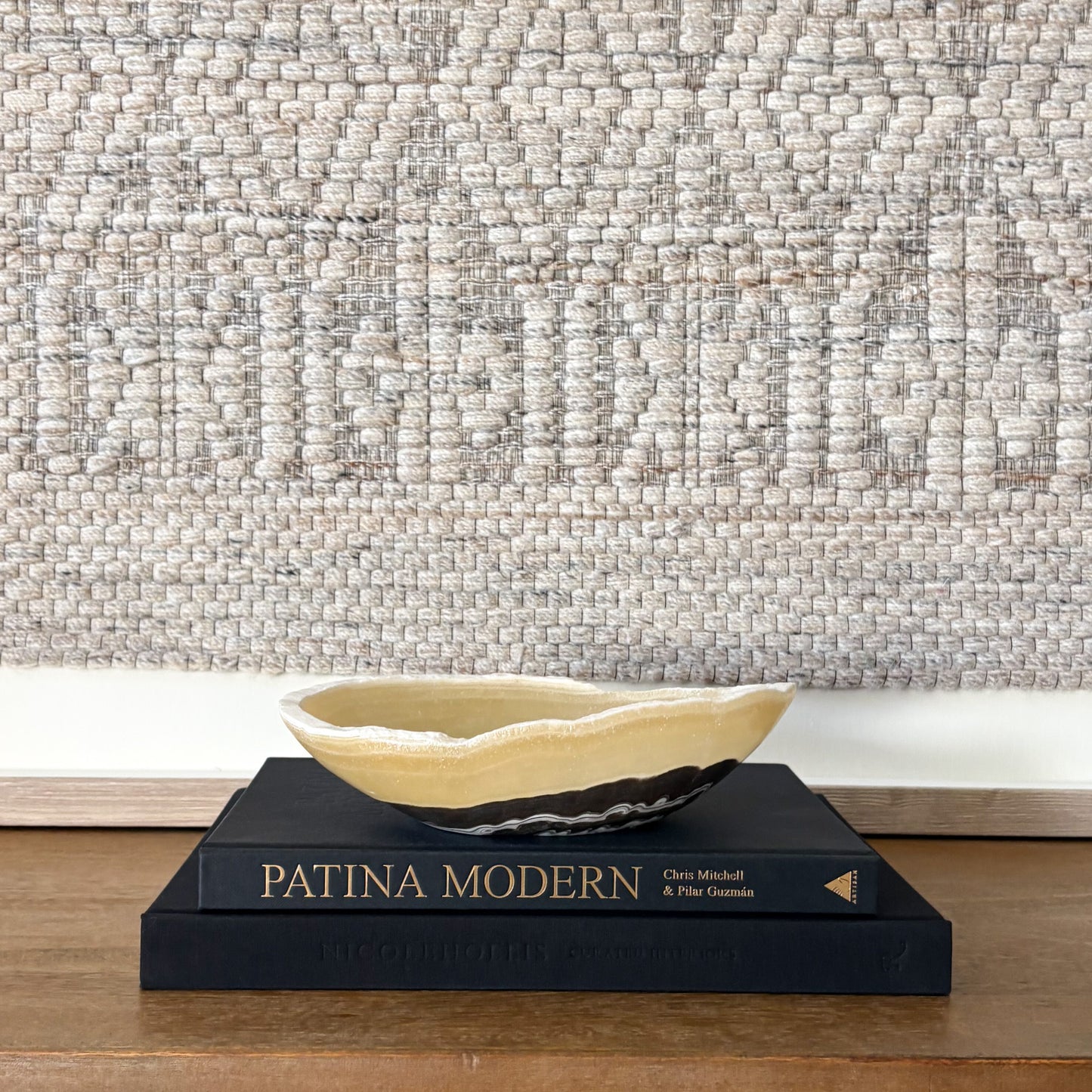 Small striped zebra onyx bowl with smooth polished finish