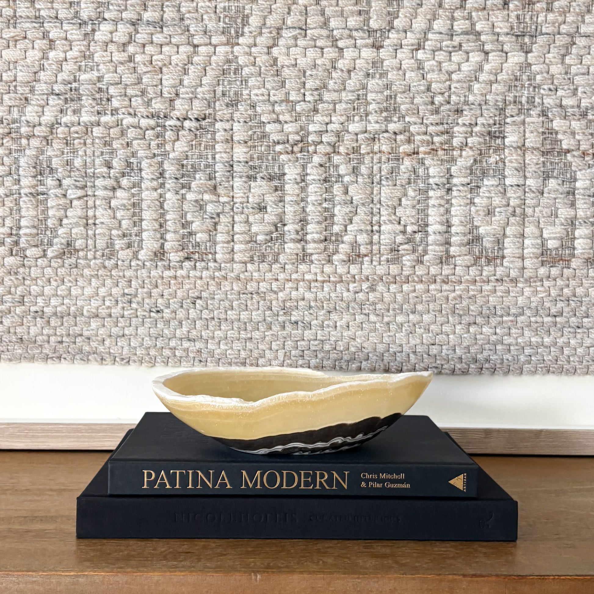 Small striped zebra onyx bowl with smooth polished finish